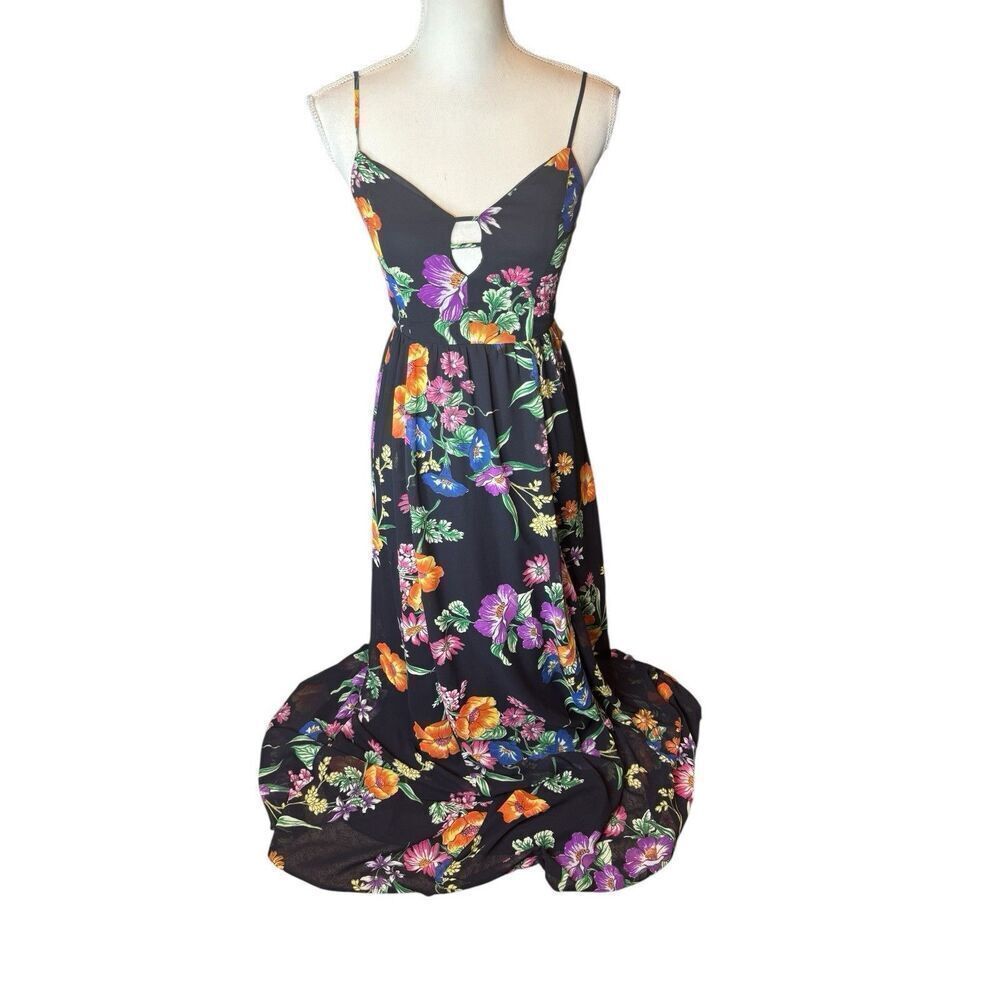 EXPRESS Floral Maxi Dress Strappy Whimsygoth Romantic Lace Fairy Grunge Boho XXS